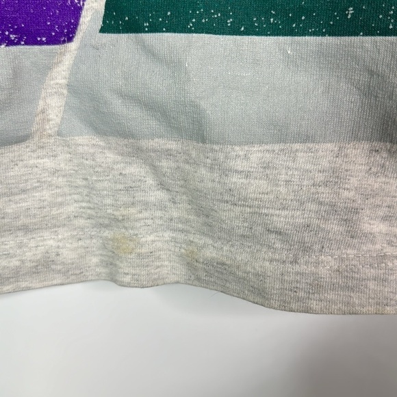 Vintage The Body Co. Abstract Neon Purple Green Short Sleeve Crop Top M/L 90s - Picture 11 of 12